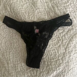 Black lace thong panty